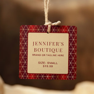 衣類ラベルスモールビジネスラグジュアリーレッドジオメトリック コーリングカード