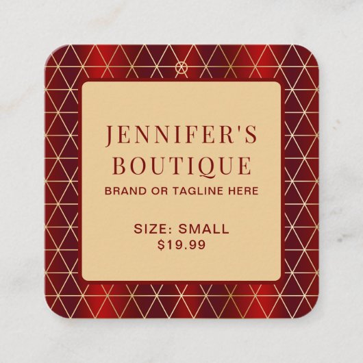 衣類ラベルスモールビジネスラグジュアリーレッドジオメトリック コーリングカード (正面)
