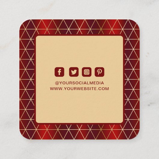 衣類ラベルスモールビジネスラグジュアリーレッドジオメトリック コーリングカード (裏面)