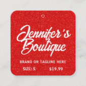 衣類ラベルスモールビジネスレッドホワイトグリッター コーリングカード (正面)