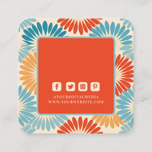 衣類ラベルスモールビジネスレトロGroovyフローラ コーリングカード (裏面)