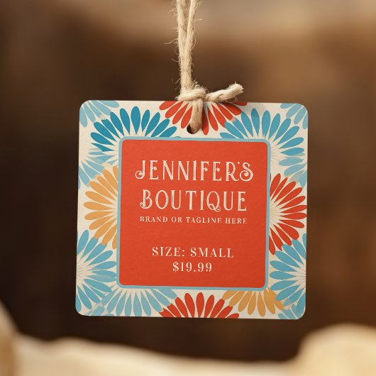 衣類ラベルスモールビジネスレトロGroovyフローラ コーリングカード