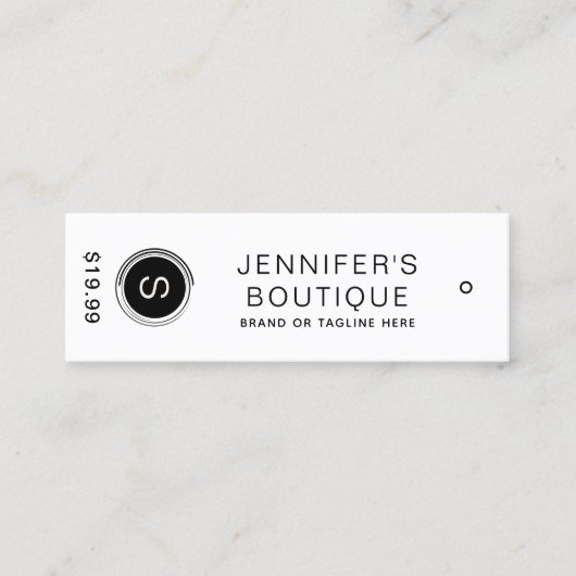 衣類ラベルスモールビジネス白黒 コーリングカード (正面)