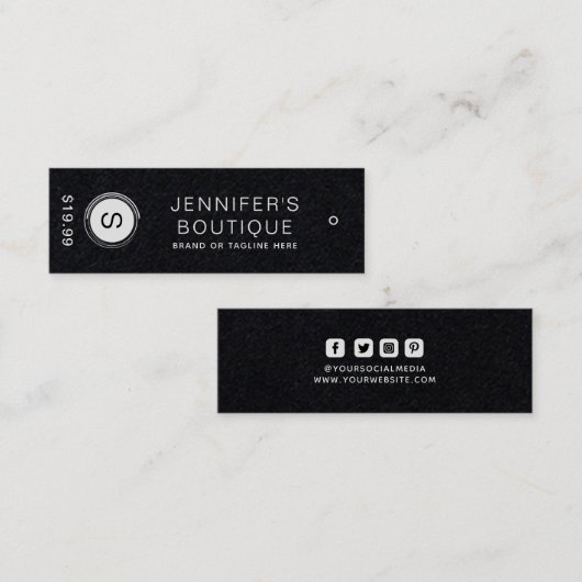 衣類ラベルスモールビジネス白黒 コーリングカード (正面/裏面)