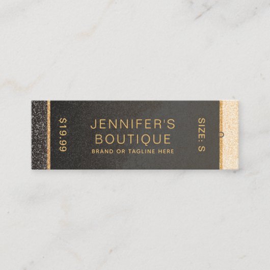 衣類ラベルスモールビジネス金ゴールドラグジュアリーきらめく コーリングカード (正面)