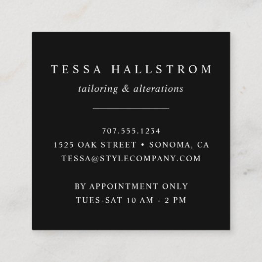 衣類掛け |仕入れ直しSeamstress スクエア名刺 (裏面)