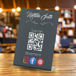 衣類白黒グレーQrコード 台座サイン