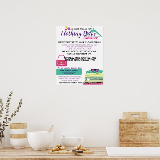 衣類駆出用PTA学校募金ポスターPTO ポスター (キッチン)