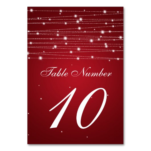 表の番号きらめく行（赤） テーブルナンバー (正面)