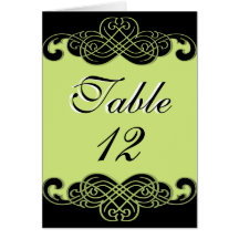 表の番号カード（黒と梨の緑）