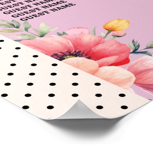 表の結婚座席数8レコード1950s花模様 ポスター (角)