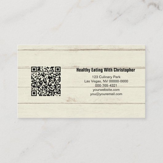 表の設定Personal Chefの写真カスタムQRコード 名刺 (裏面)