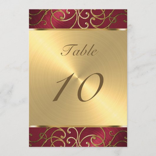 表の赤エレガントと金ゴールドの入れ子 招待状 (正面)