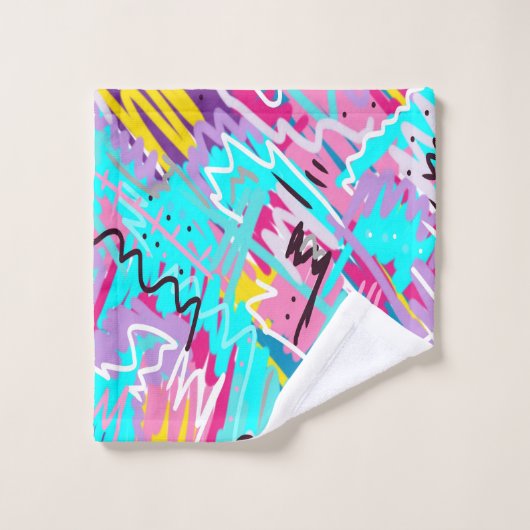 表はっきりした現抽象芸術プリント バスタオルセット (ウォッシュタオル)