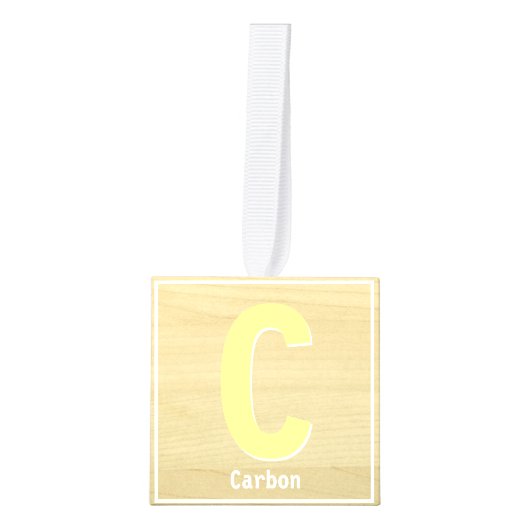 表アルファベットブロックカーボン教育C キューブオーナメント (正面)