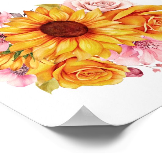 表イエローピンクフローラ結婚の座席表 ポスター (角)