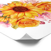 表イエローピンクフローラ結婚の座席表 ポスター (角)