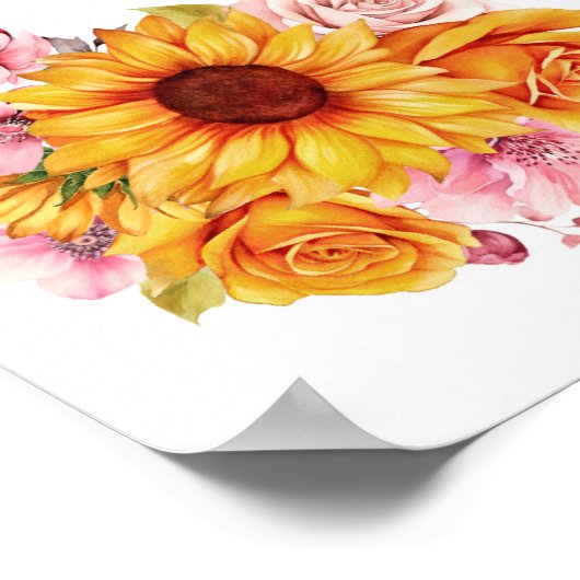 表イエローピンクフローラ結婚の座席表 ポスター (角)