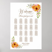 表イエローピンクフローラ結婚の座席表 ポスター (正面)