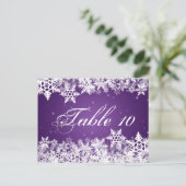 表エレガント数冬の雪の結晶（紫） ポストカード (スタンド正面)