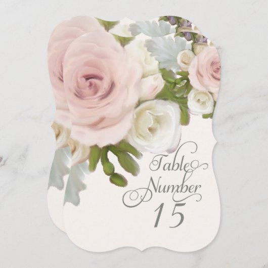 表エレガント番カードのバラを拡張した葉と 招待状 (正面/裏面)