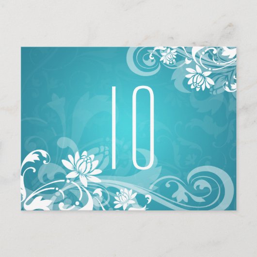 表エレガント番号フローラ渦巻き青 ポストカード (正面)