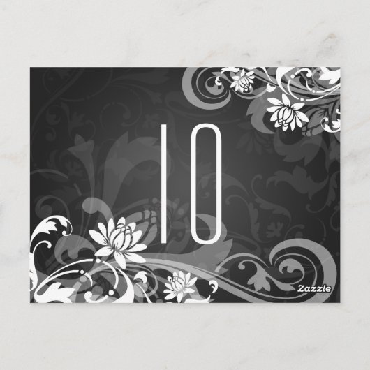 表エレガント番号フローラ渦巻き黒 ポストカード (裏面)