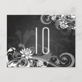 表エレガント番号フローラ渦巻き黒 ポストカード (正面)