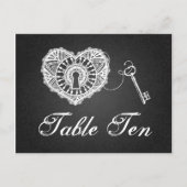 表エレガント番号鍵からハートブラック ポストカード (正面)