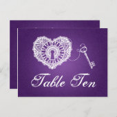 表エレガント番号鍵のハート紫 ポストカード (正面/裏面)