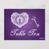 表エレガント番号鍵のハート紫 ポストカード (裏面)