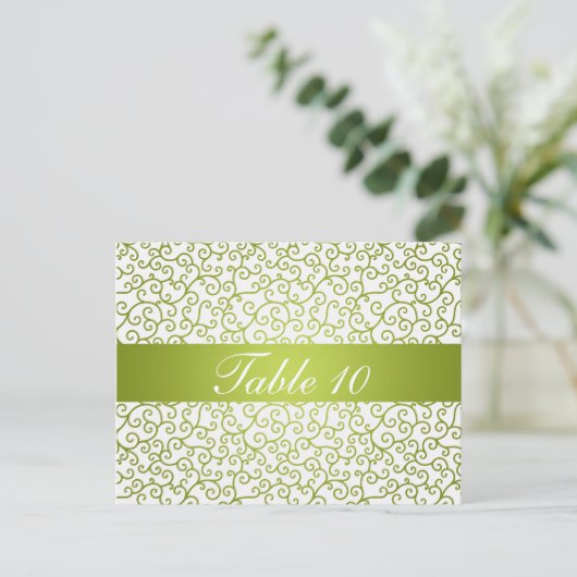 表エレガント番渦巻き模様ライムグリーン ポストカード (スタンド正面)