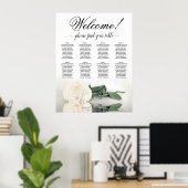 表エレガント白バラ結婚の座席表8 ポスター (ホームオフィス)