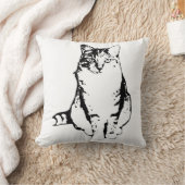 表エレガント面タブビーキャットインクアート枕 クッション (ブランケット)