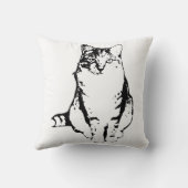 表エレガント面タブビーキャットインクアート枕 クッション (裏面)
