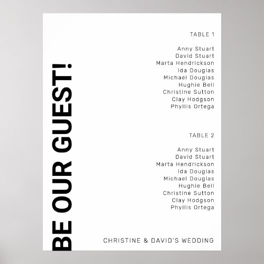表シンプル白の結婚座席表2 ポスター (正面)