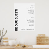 表シンプル白の結婚座席表2 ポスター (キッチン)