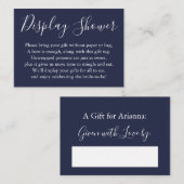 表シンプル示ブライダルシャワー白とネイビーブルー エンクロージャーカード (正面/裏面)