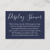 表シンプル示ブライダルシャワー白とネイビーブルー エンクロージャーカード (正面)