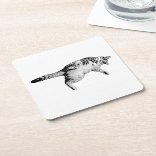 表ストライプののチャーム スクエアペーパーコースター (アングル)