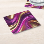 表モダン供給 – 明るい赤紫色紫および金ゴールド- スクエアペーパーコースター (アングル)