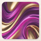 表モダン供給 – 明るい赤紫色紫および金ゴールド- スクエアペーパーコースター (正面)