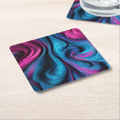 表モダン供給 – 青とピンク –  スクエアペーパーコースター (アングル)