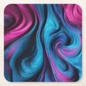 表モダン供給 – 青とピンク –  スクエアペーパーコースター (正面)