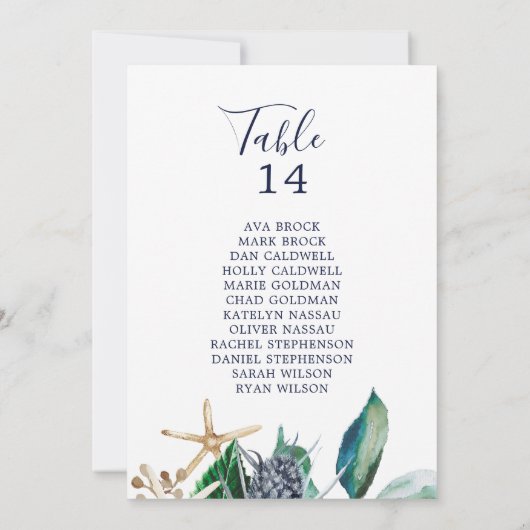 表モダン航海の番号シーティングチャートカード (裏面)