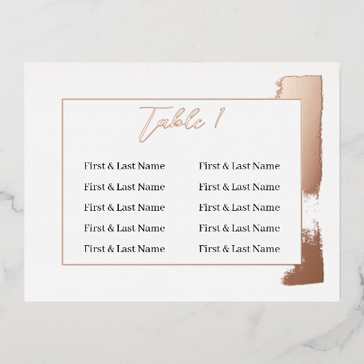 表モダン色彩の鮮やか番号の結婚配置カード 箔招待状ポストカード (正面)