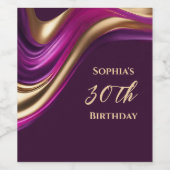 表モダン赤紫色ピンクと金ゴールド- ワインラベル (シングルラベル)