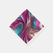 表モダンDecor-Vivaマゼンタターコイズと金ゴールド スタンダードカクテルナプキン (角)
