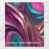 表モダンDecor-Vivaマゼンタターコイズと金ゴールド ワインラベル (シングルラベル)