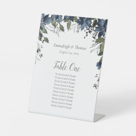 表座席表ポインセチアフローラネイビーブルー 台座サイン (正面)